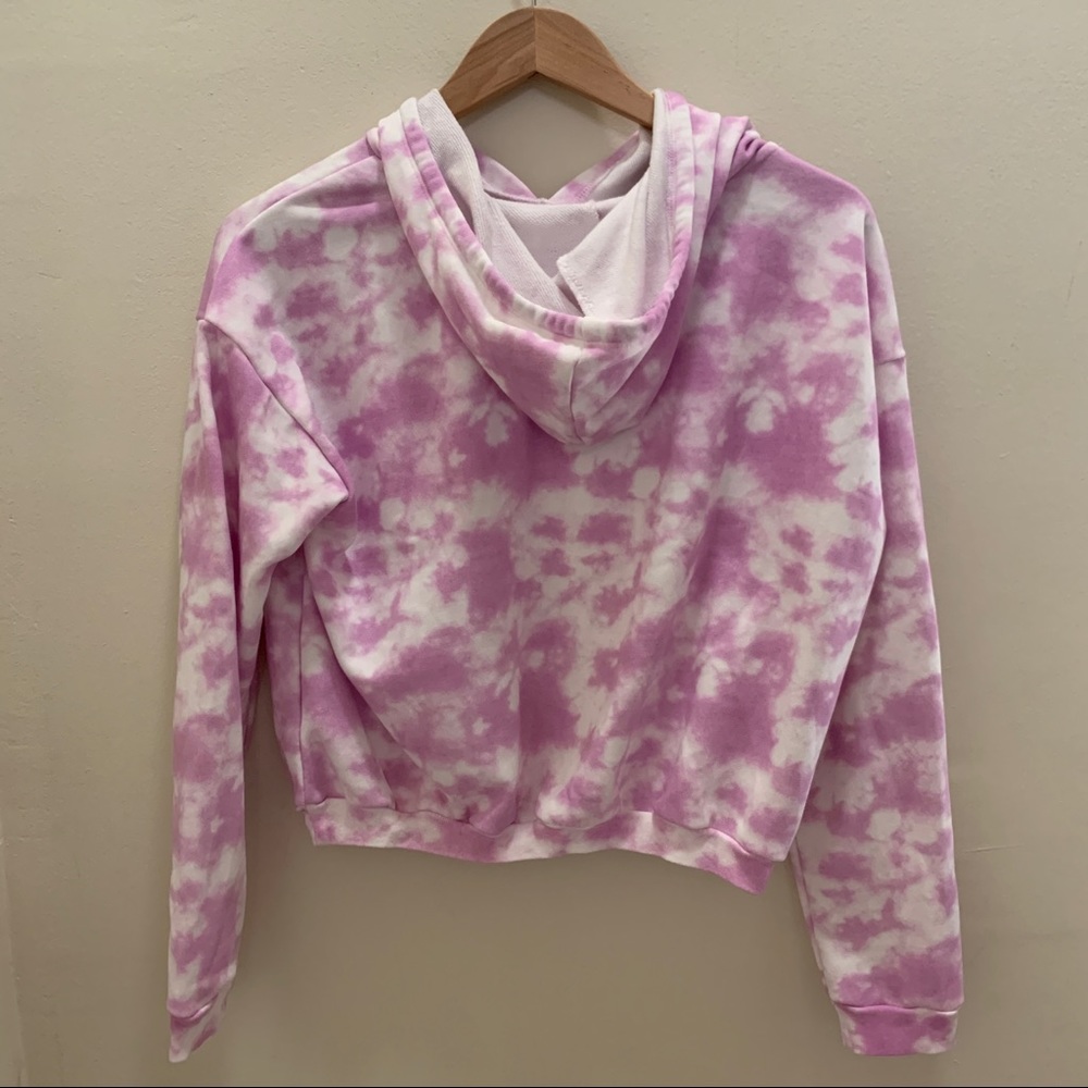 Pink Lily - Pink Tie-Dye Cropped Hoodie - Picture 2 of 3